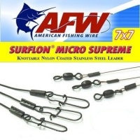 Поводок оснащенный AFW Surflon Micro Supreme Black 7x7 6кг 15см