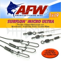 Поводок оснащенный AFW Surflon Micro Ultra Black 1x19 12кг 20см