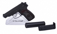 Пистолет пневм. Stalker SAPS Spring (аналог ПМ) + имит.ПБС, к.6мм,мет.корпус,магазин 12шар, до 80м/с