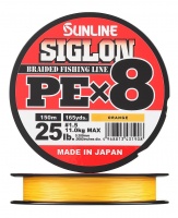 Шнур плетёный SUNLINE &quot;SIGLON  PEx8&quot; Orange 150m #1.5/25lb 11.0kg