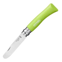 Нож складной OPINEL №7 закругленное острие, нерж. сталь, зеленый, блистер