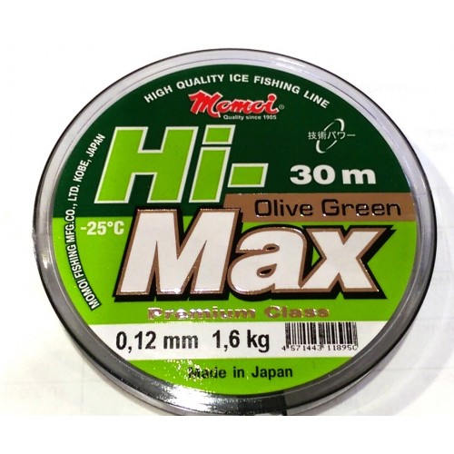 Леска Hi-MAX Olive Green -25°, 30м 0,10мм 1,2кг - фото