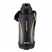 Термос спортивный Tiger MBO-E100 Black 1 л (нерж. сталь, цвет черный-сталь, 2 пробки, чехол)