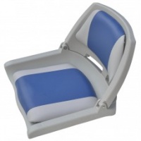 Кресло пластмассовое складное с мягкими накладками (белый-синий) Skipper серое (SK75109)