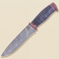 Нож «Рыцарь» Н1, сталь черный дамаск (У10А-7ХНМ), рукоять: текстолит, кожа
