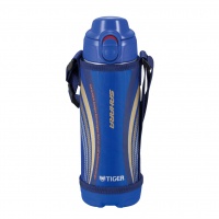 Термос спортивный Tiger MBO-E50 Blue, 0,5 л (нерж. сталь, цвет синий-сталь, 2 пробки, чехол)