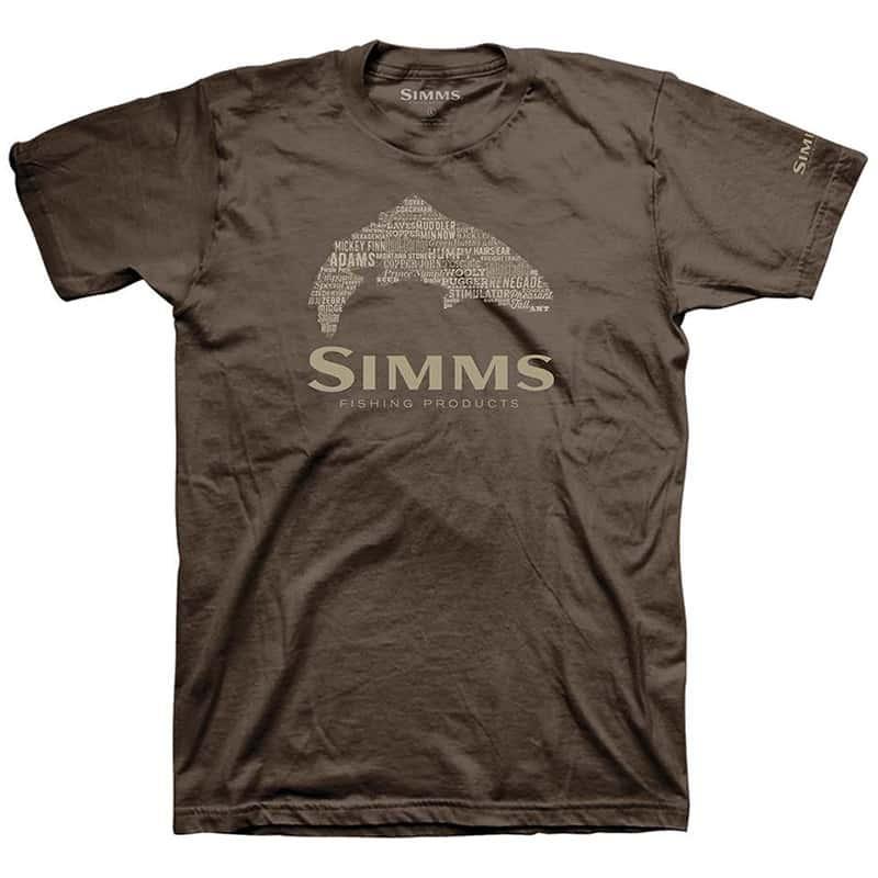 Футболка Simms Stacked Typo Logo T-Shirt - Trout, Brown, XL - фото