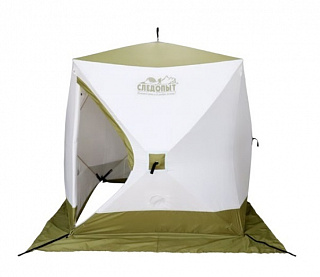Палатка зимняя куб СЛЕДОПЫТ &quot;Premium 2,1 х2,1 м,Oxford 240D PU 2000, 4-мест. 3 слоя,цв. бело/олива