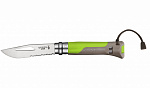 Нож складной OPINEL №8 VRI OUTDOOR Earth-green (нерж. сталь, рукоять-свисток из пластика, серрейтор) - фото 1