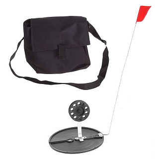 Набор жерлиц с алюм. стойкой в сумке, катушка d-90мм, основание d-200 мм.