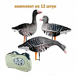 Объемные складные чучела белолобого гуся Seven Birds (12 штук + сумка) - фото 1
