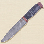 Нож «Рыцарь» Н1, сталь черный дамаск (У10А-7ХНМ), рукоять: текстолит, кожа - фото 1